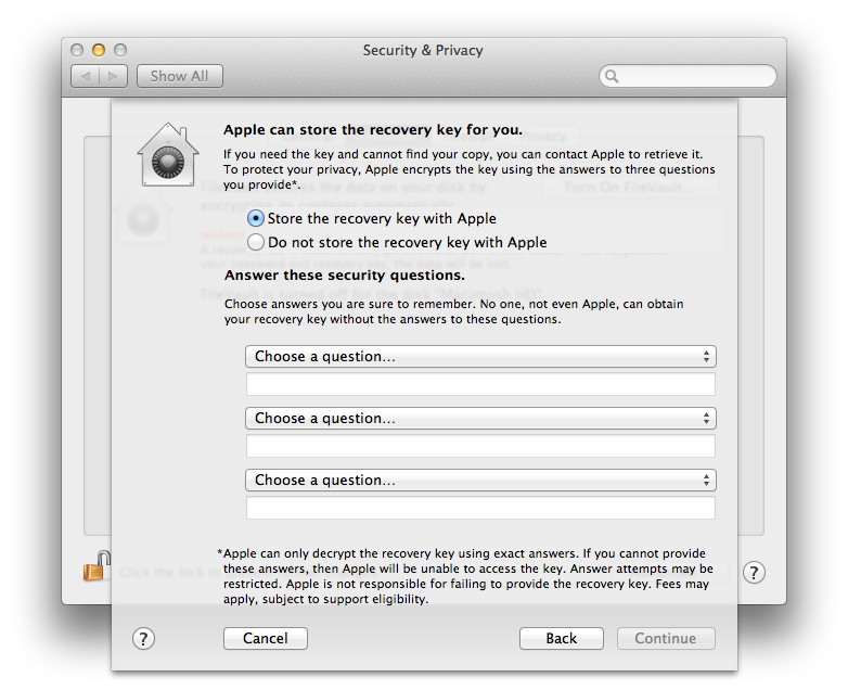 FileVault setup 3